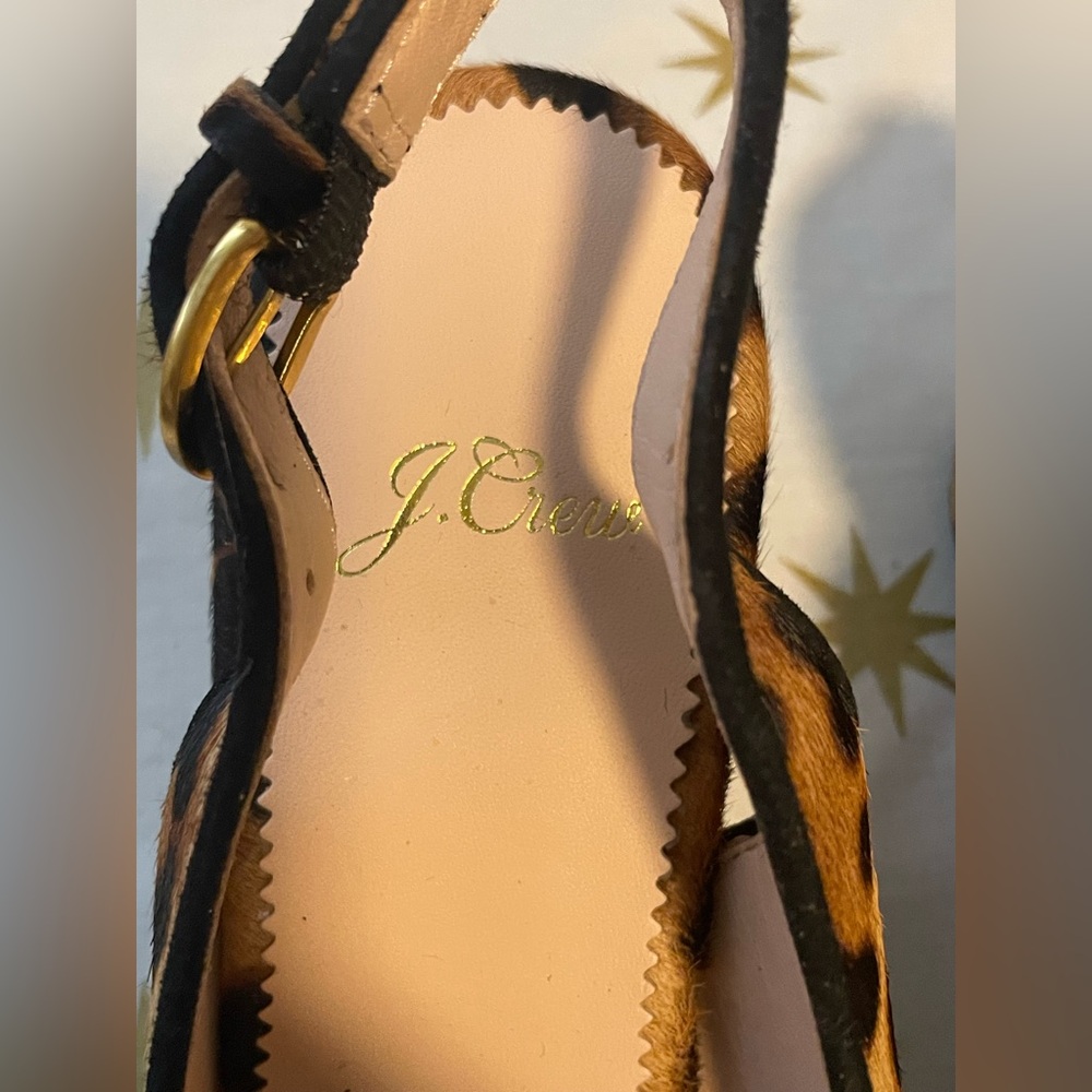 NWOT J. Crew Leopard Print Calf Hair Slingback Heels Size 7.5 - Picture 9 of 10